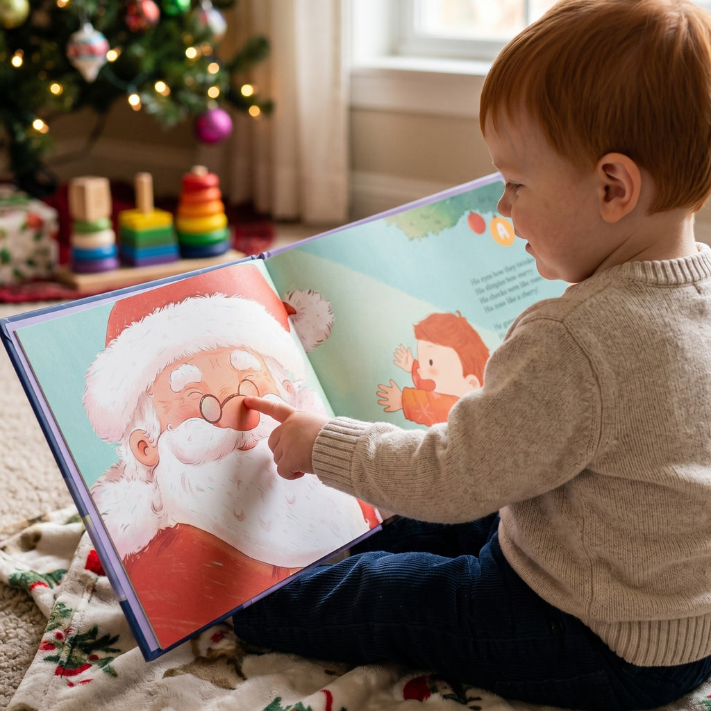 Inside page from Your First Night Before Christmas, a personalized holiday storybook