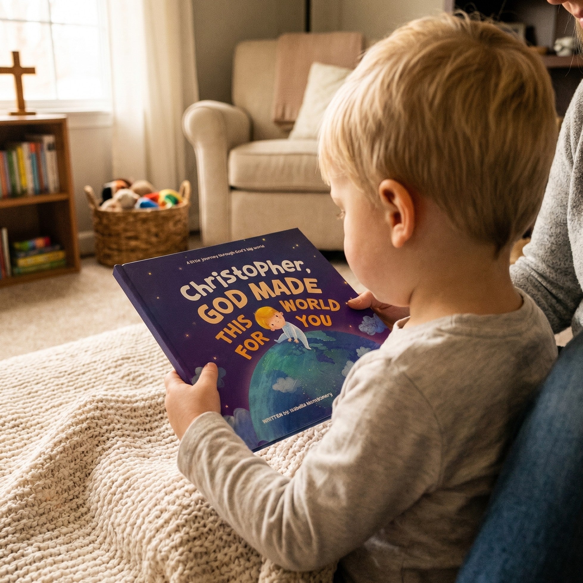 Inside page from God Made This World For You, a personalized faith storybook