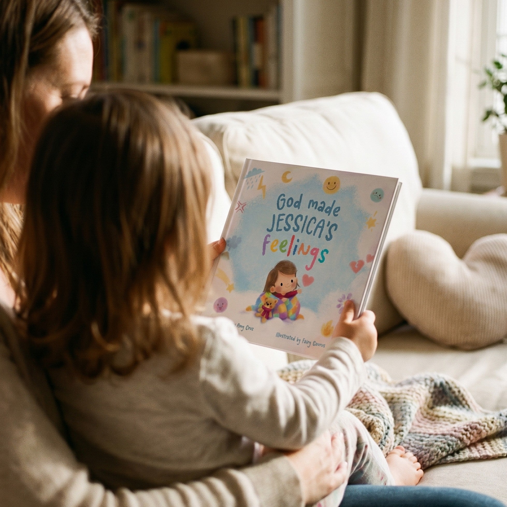 Inside page from God Made All Your Feelings, a personalized faith storybook