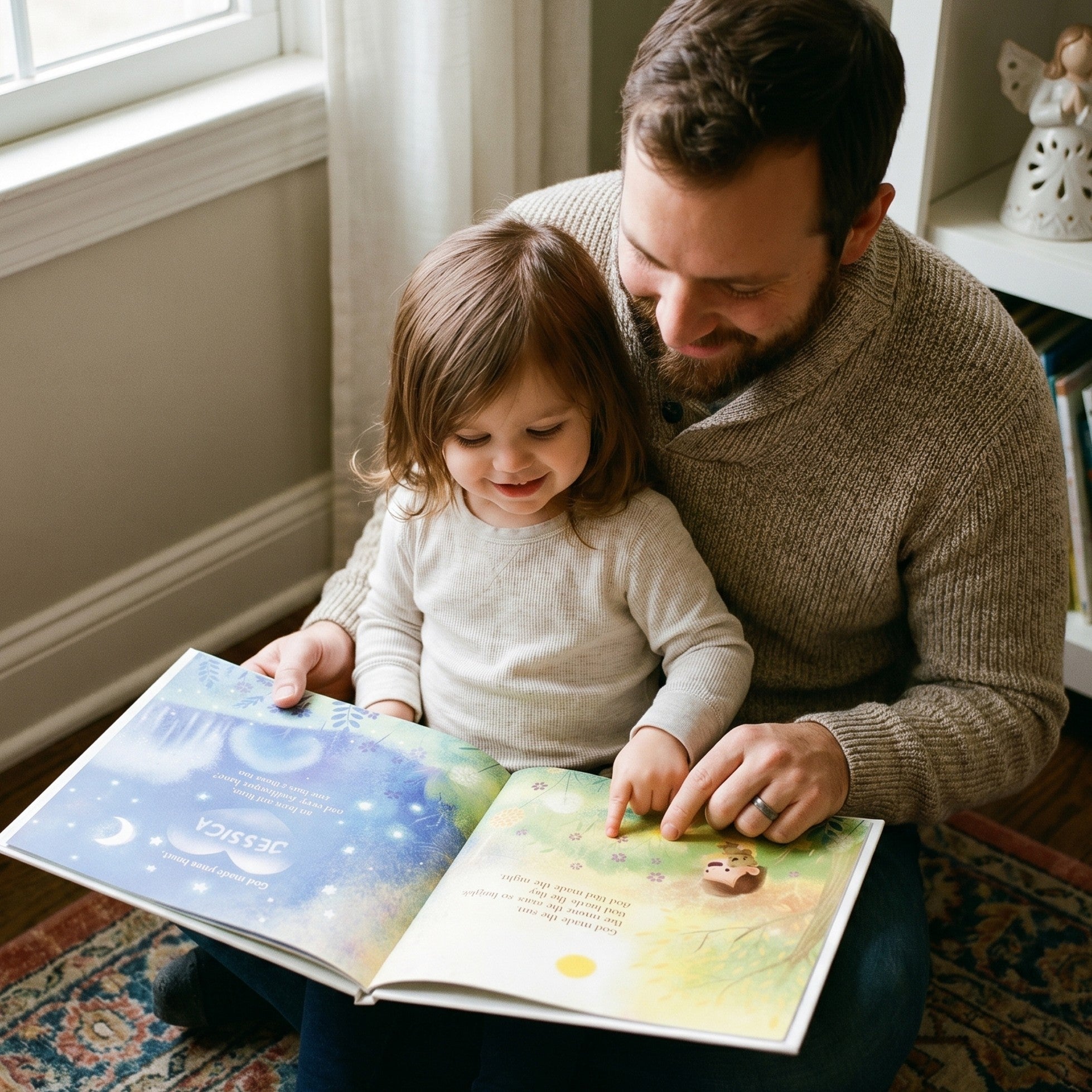 Inside page from God Made All Your Feelings, a personalized faith storybook