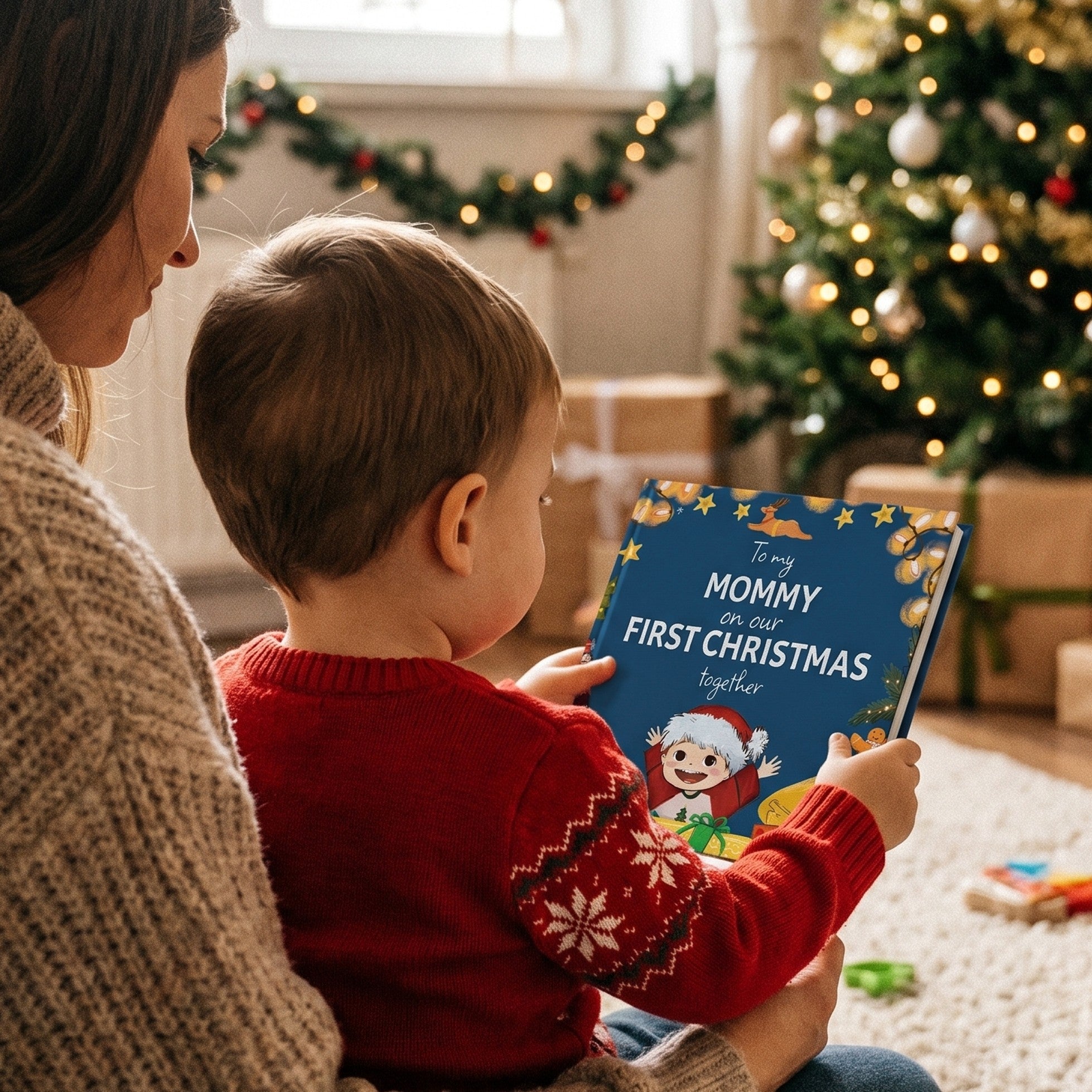 Inside page from On Our First Christmas Mommy, a personalized holiday storybook