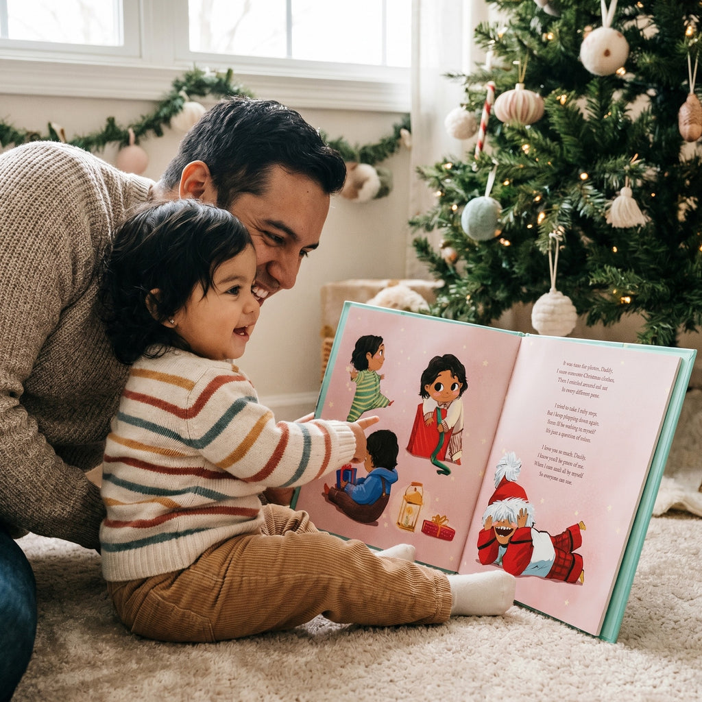Inside page from My First Christmas with Daddy, a personalized holiday storybook