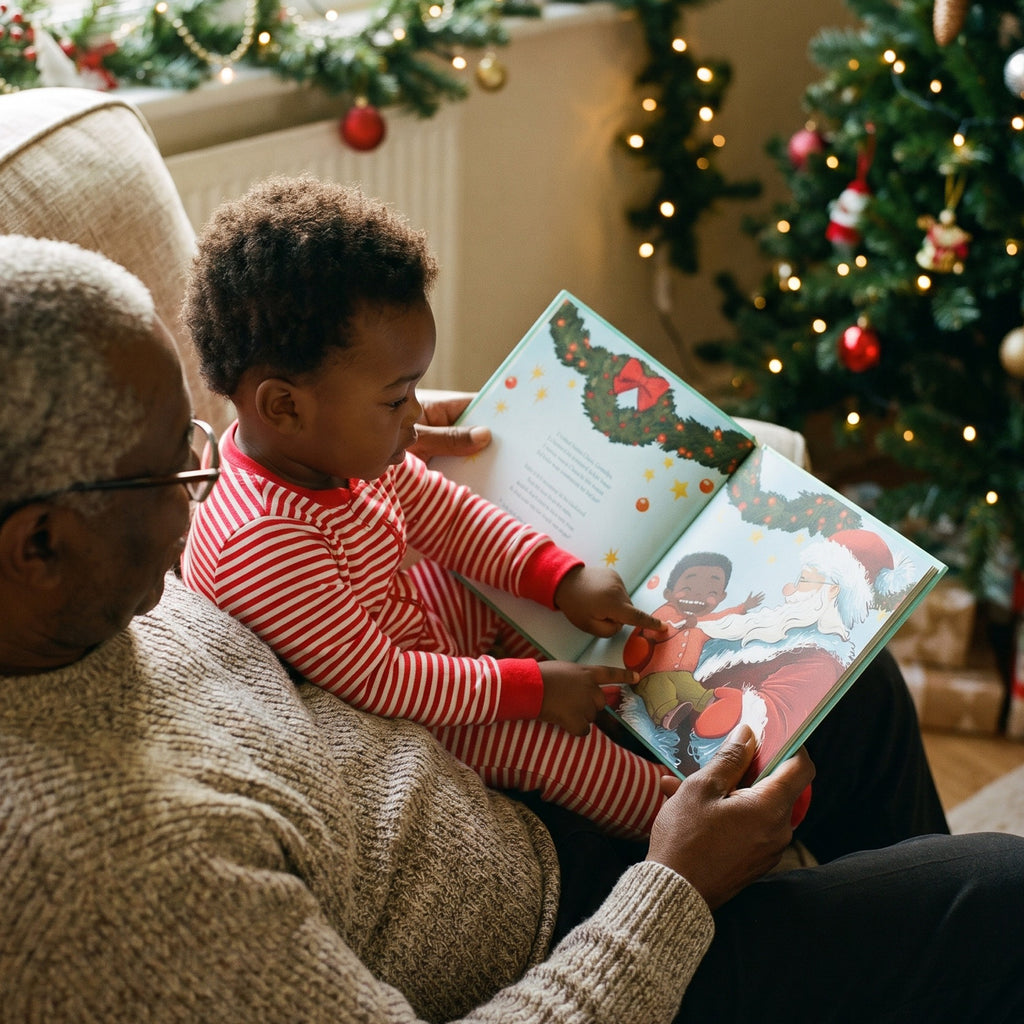 Inside page from My First Christmas with Grandpa, a personalized holiday storybook