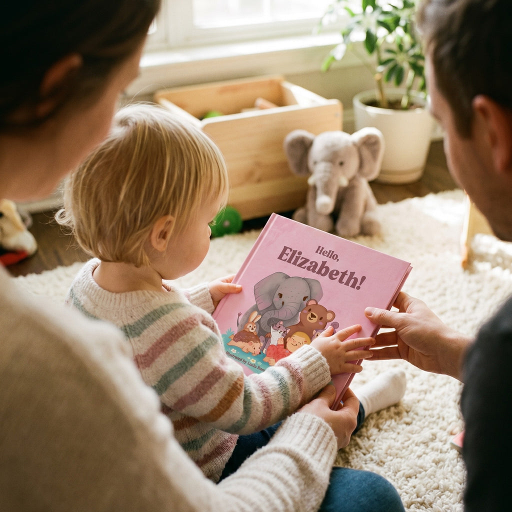 Inside page from New Baby Girl, a personalized milestone keepsake book