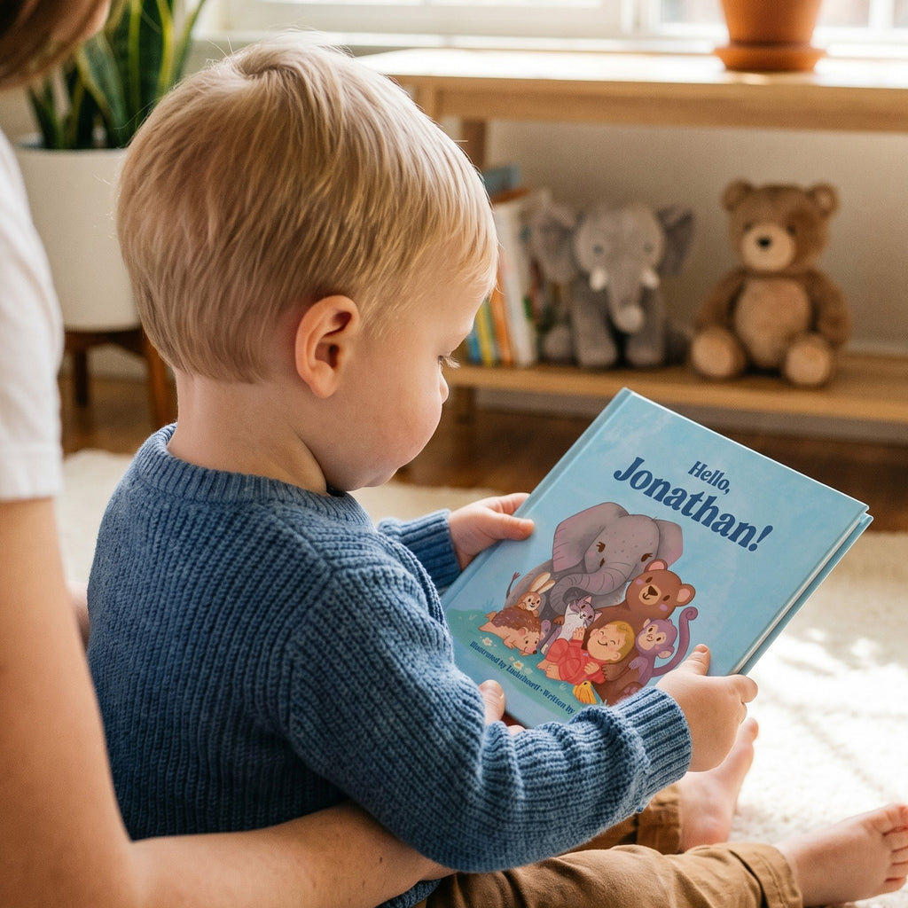 Inside page from New Baby Boy, a personalized milestone keepsake book