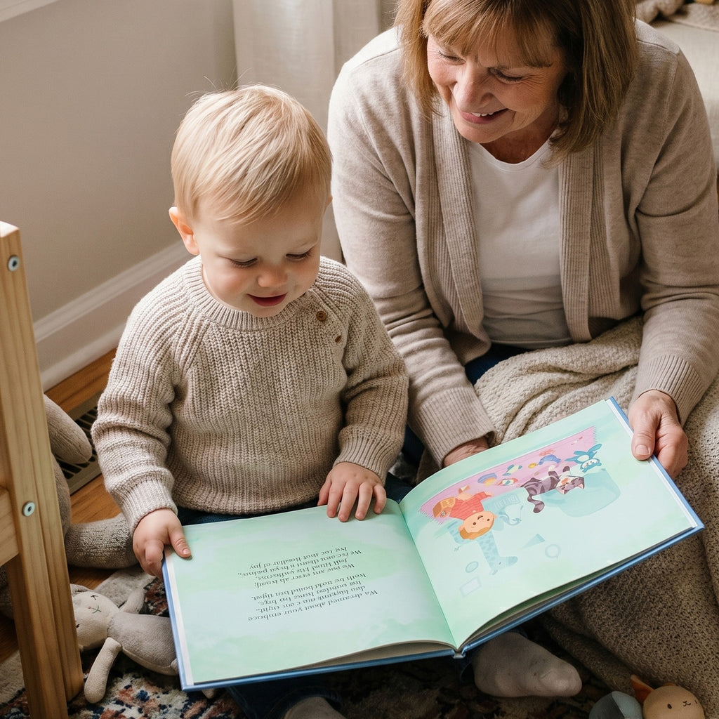 Inside page from New Baby Boy, a personalized milestone keepsake book