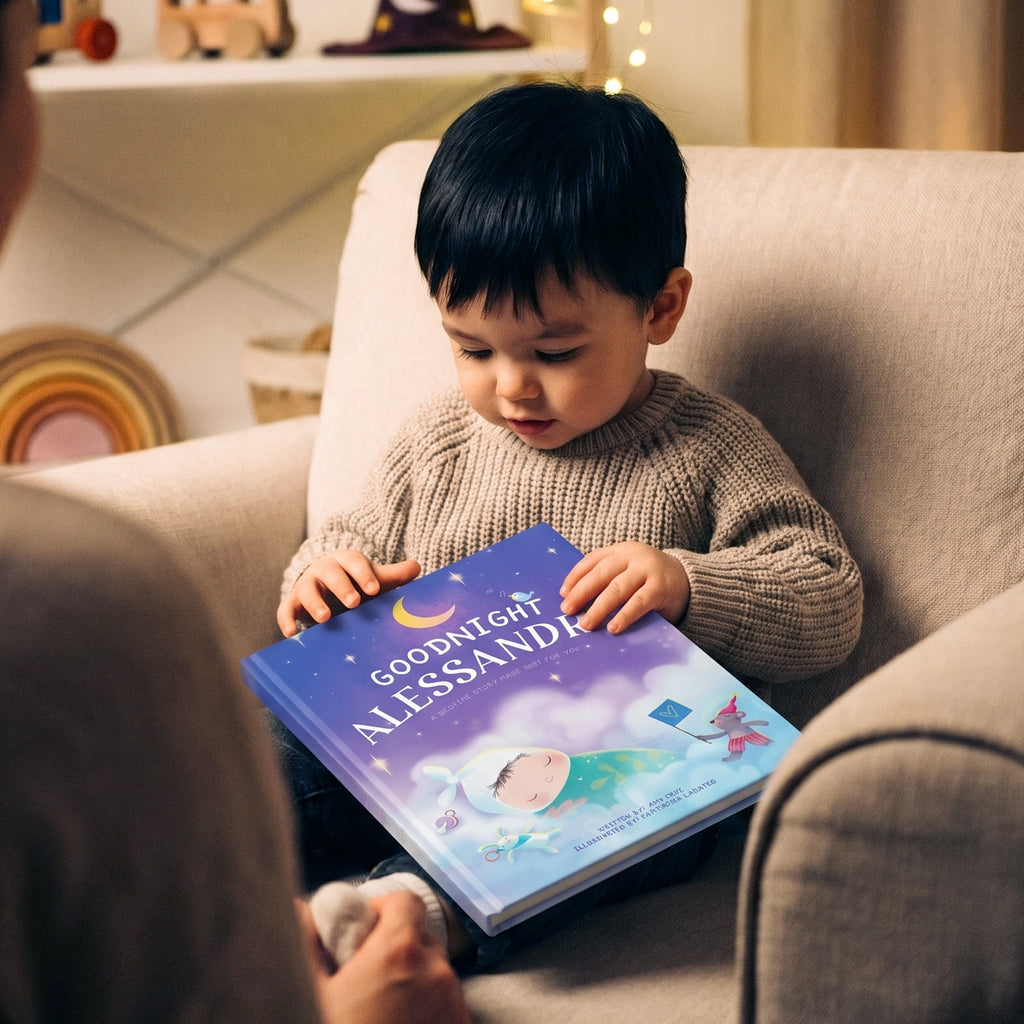 Inside page from Goodnight To You, a personalized bedtime storybook