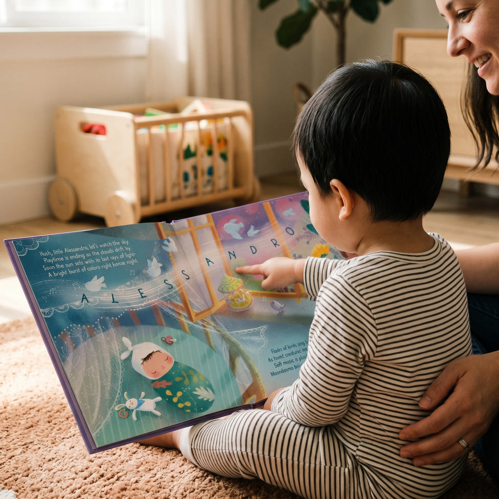 Inside page from Goodnight To You, a personalized bedtime storybook