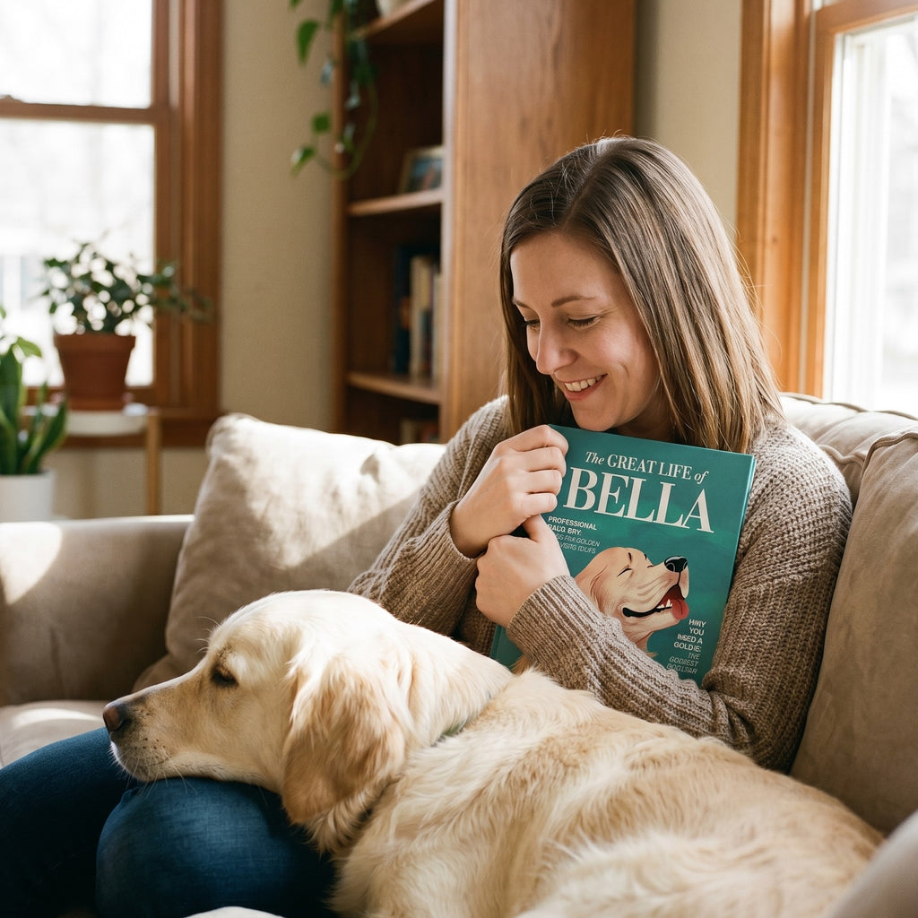 Inside page from The Life of Your Dog, a personalized illustrated adventure book