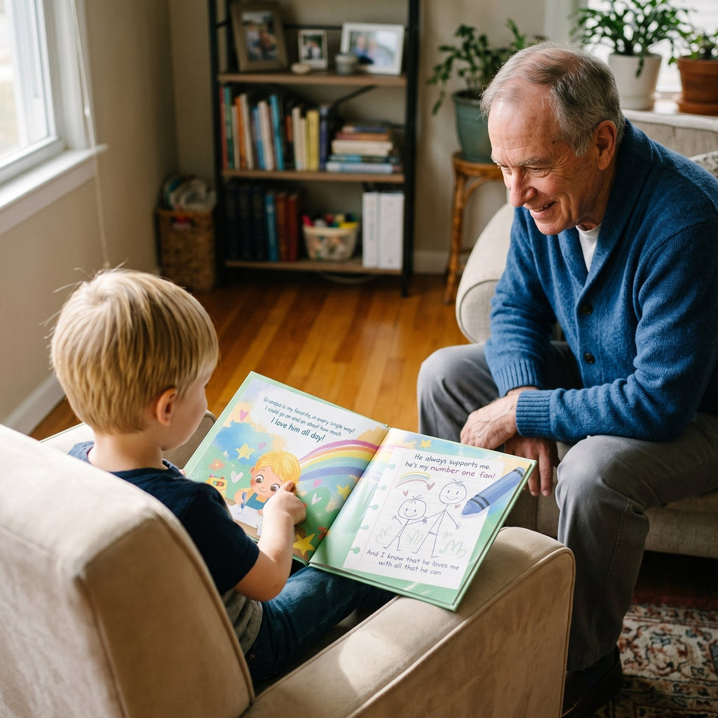 Inside page from How Much I Love Grandpa, a personalized keepsake storybook