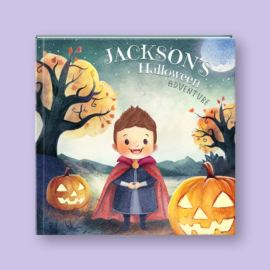 Inside page from Halloween Adventure, a personalized holiday storybook